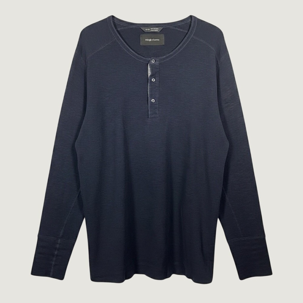 Wings + Horns Henley Shirt Long Sleeve Navy Blue XL
